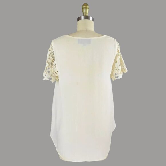 SUNDAY IN BROOKLYN CROCHET LACE OVERLAY IVORY BLOUSE - Picture 5 of 7